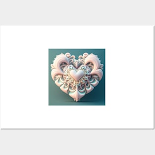 A Fractal Design in A Heart Motif Posters and Art